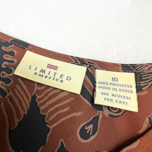 Limited America Vintage Midi Maxi Dress Floral Orange Gray Tan Sz 10 - Picture 6 of 10